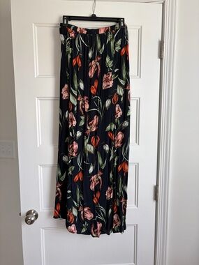 Lulu's Black Maxi Skirt with Pink & Green Floral
